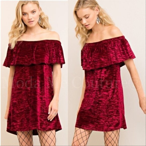 BLACK OR BURGUNDY Velvet Tunic Dress - Picture 4 of 6